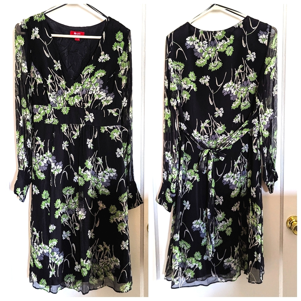 Monsoon V-neck Floral Midi Dress, Size 8